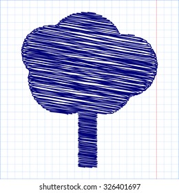 Tree icon with pen and school paper effect 