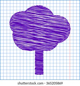 Tree icon with pen and school paper effect 