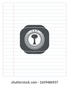 tree icon with pencil strokes. Vector Illustration. Detailed.