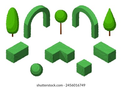 Tree icon. Public park, forest and garden vector icon. Nature map element for summer park illustration. Decorative tree, bush isolated isometric set on white background. Vector