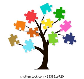 Tree icon and puzzle piece