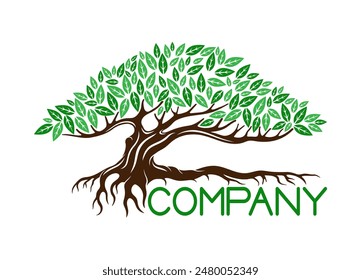Icono de árbol con raíces sobre fondo blanco.