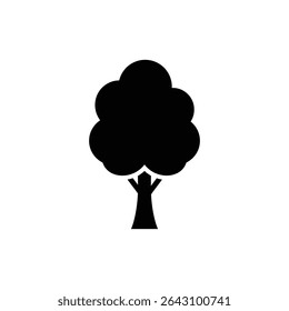 Tree Icon with Round Top Canopy Silhouette