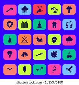 tree icon set with axe, christmas candy and cherry vector illustration
