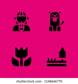 tree icon set. beaver, macro and forest vector icon for graphic design and web