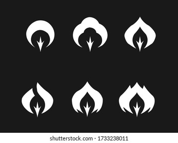 tree icon set in black background with white arts 