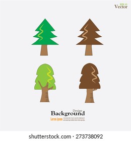 Tree icon set. Bush vector.Design elements of nature.Vector illustration.
