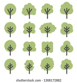 Tree Icon set cartoon. Vector illustration