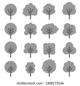 Tree Icon set cartoon. Vector