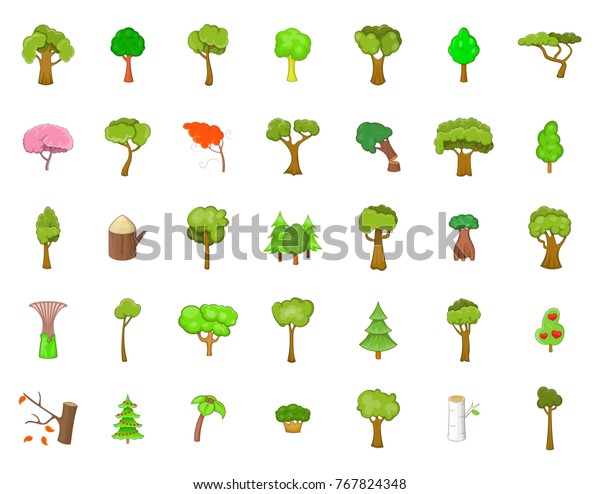 Tree Icon Set Cartoon Set Tree Stock Vector (Royalty Free) 767824348 ...