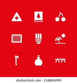 tree icon set. cherries, laser and axe vector icon for graphic design and web