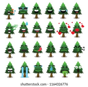 Tree icon set cute trees vector illustration