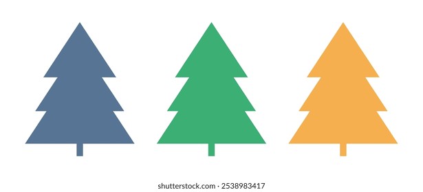 Baum-Symbol-Set, Satz von flacher Pflanze Kollektion einzeln auf weißem Hintergrund