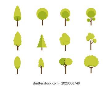 tree icon set. flat style. vector illustration. simple and cute