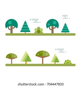 Tree icon set, green park zone