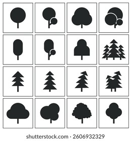 Tree icon set illustration isolated. Tree vector collection
