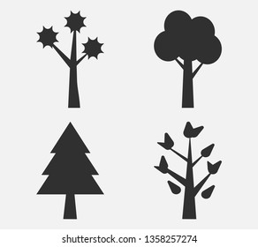 Tree icon set isolated on white background. Vector illustration.