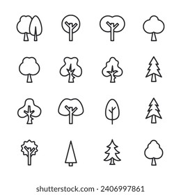 Tree icon set isolated on white