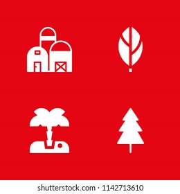 tree icon set. leaf, barn and palm tree vector icon for graphic design and web