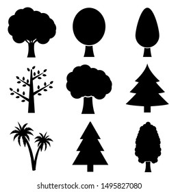 Tree icon set logo isolated on white background
