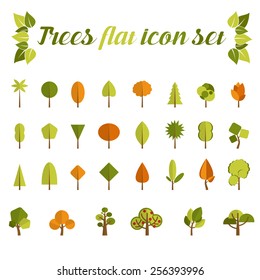 Tree icon set  in a modern style flat