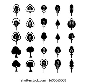 Tree icon set on white background.