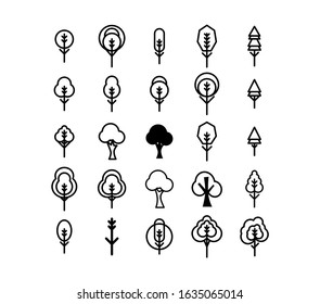 Tree icon set on white background.