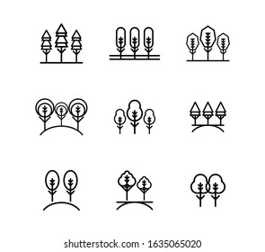 Tree icon set on white background.
