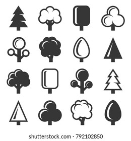 Tree Icon Set on White Background. Vector