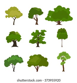 Tree icon set. Rree silhouette forest, leaf tree vector, tree isolated, tree branch. Illustration EPS 10