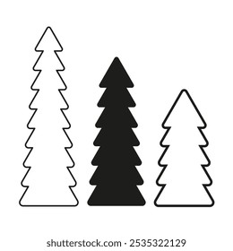 Tree icon set. Simple geometric tree shapes. Minimalistic nature elements. Vector trees.