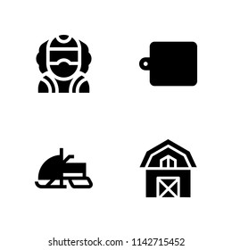 tree icon set. snowmobile, barn and australian vector icon for graphic design and web