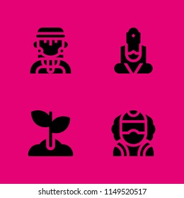 tree icon set. sprout, australian and great buddha of thailand vector icon for graphic design and web