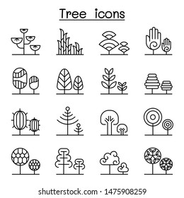 tree icon set in thin line style
