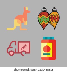 tree icon set. vector set about conserve, kangaroo, truck and bauble icons set.