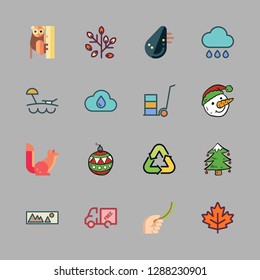 tree icon set. vector set about rain, truck, bauble and christmas tree icons set.