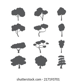 Tree Icon Set, Vector Eps10.