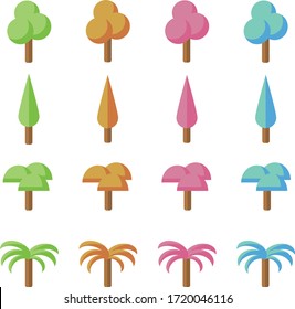 Tree icon set - vector flat style