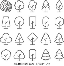 Tree icon set vector illustration. Contains such icon as Plant, Eco, Wood, Forest, Nature, Garden and more. Expanded Stroke