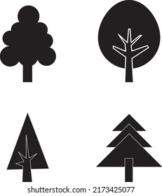 Baum-Symbol-Set, Vektorgrafik auf weißem Hintergrund 3.eps
