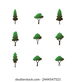tree icon set, vector isolated on white