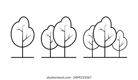 The tree icon. A set of vegetation icons. Icon for websites and applications. Flat style