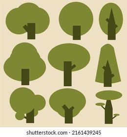 Tree icon set,flat design for ilustration