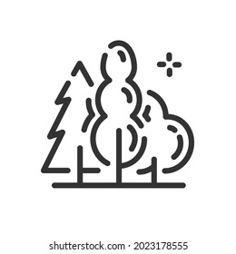 Tree icon in simple one line style isolated on white background. Vector illustration