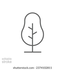 Tree icon. Simple outline style. Pine, fir, park tree, nature, forest concept. Thin line symbol. Vector illustration isolated. Editable stroke.