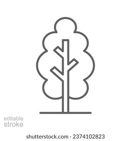 Tree icon. Simple outline style. Single tree, leaf, forest, nature concept. Thin line symbol. Vector illustration isolated. Editable stroke.