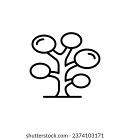 Tree icon. Simple outline style. Oval leaves, branch, nature, floral, forest concept. Thin line symbol. Vector illustration isolated.