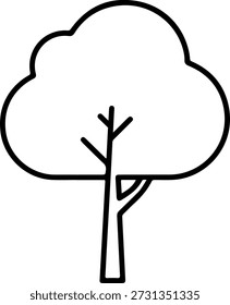Icono de árbol con un diseño simple de árbol de parque en un estilo de contorno mínimo, ideal para la naturaleza, el parque y los temas ambientales