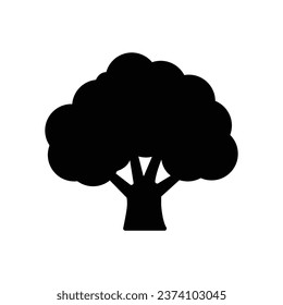 Tree icon. Simple solid style. Oak, plant, wood, nature, forest concept. Silhouette, glyph symbol. Vector illustration isolated.