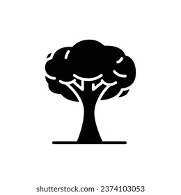 Tree icon. Simple solid style. Single tree, leaf, forest, nature concept. Silhouette, glyph symbol. Vector illustration isolated.